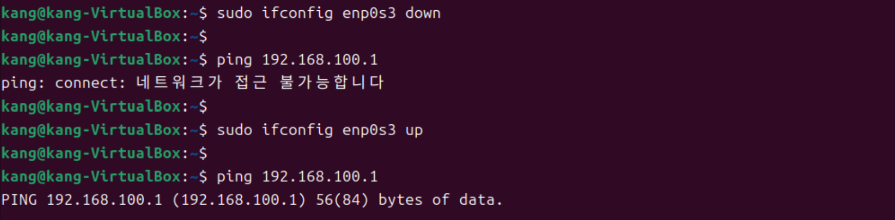 ifconfig updown 네트워크 활성화 비활성화